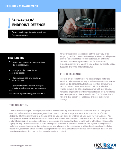 Cover: Endpoint Defence