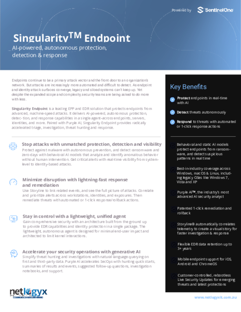 Cover: SentinelOne Singularity Endpoint